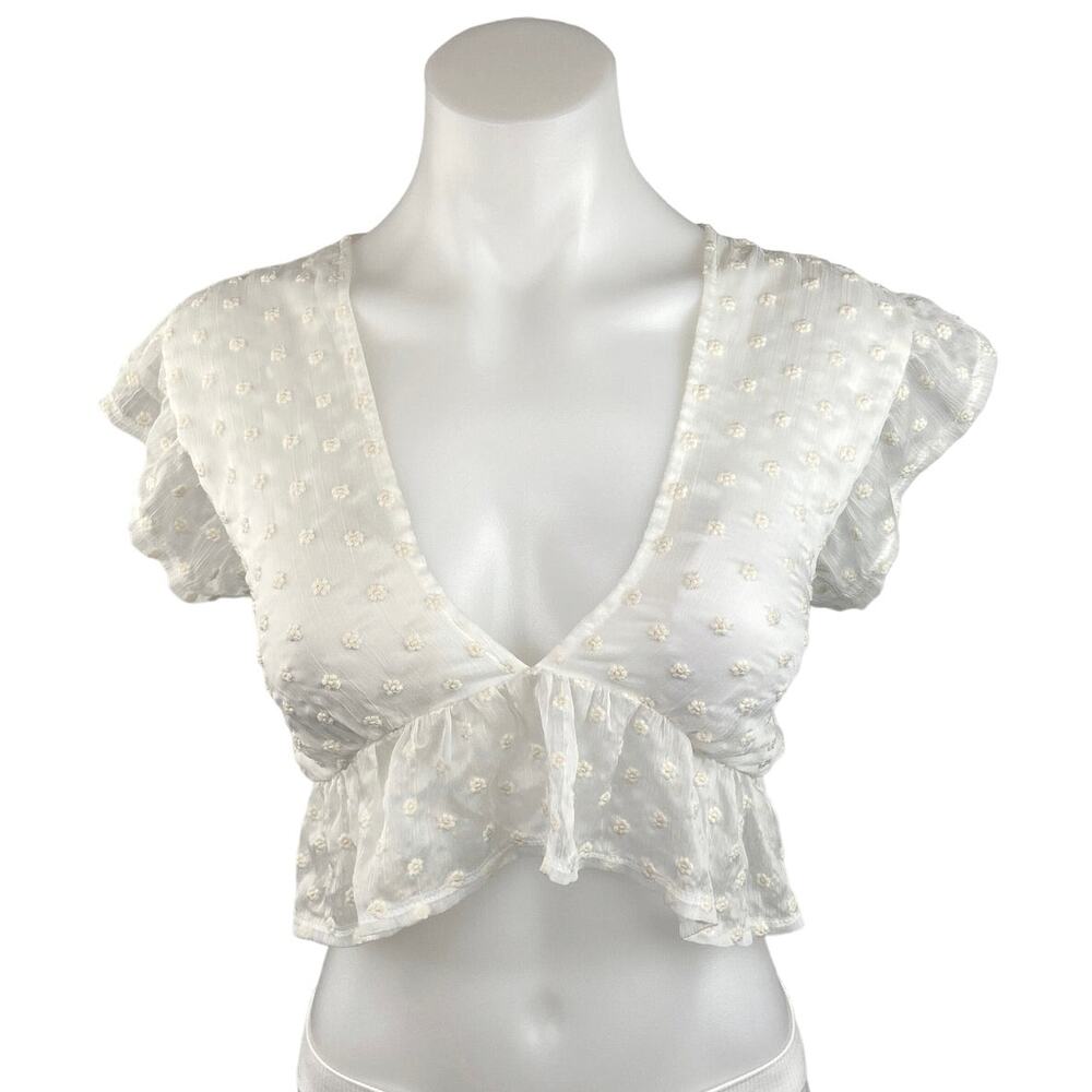 Elegant White Ruffle Crop Top
